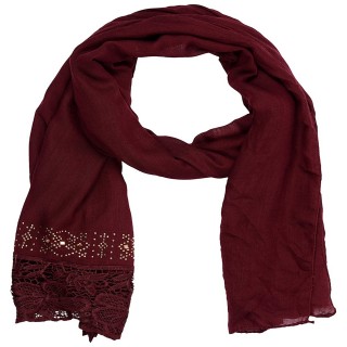 Designer Cotton Plain Women's Stole - Maroon